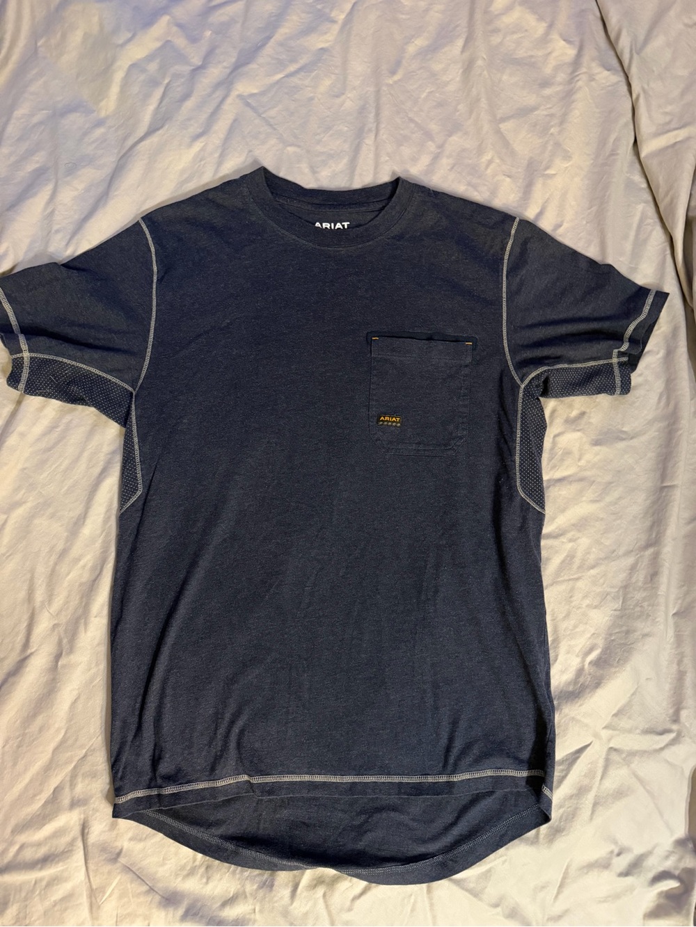 Ariat Men's Dark Navy Short Sleeve Pocket Tee with Contrast Stitching